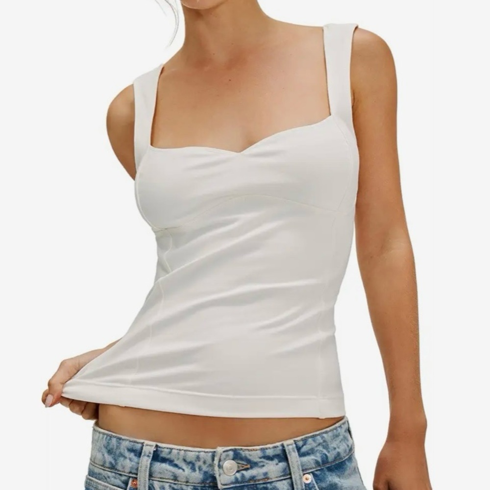 Free People Somewhere Sometime Cami Tank Top in White